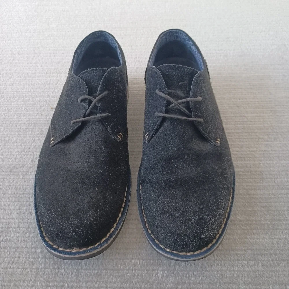 Original Penguin Waylon Oxford Shoes Men 9.5 Black Suede Contrast Stitch Lace-Up